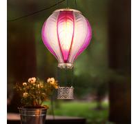 Lampe solaire à suspendre Lampe d'extérieur Ballon à air chaud rose effet de feu Décoration de jardin Lampe de balcon, 20x 0,5W 1600K blanc chaud, DxH 14 x 46,5 cm