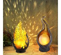 Lampe solaire, lampe solaire, lumière extérieure, lumière de jardin, zone d'entrée, terrasse, IP44 étanche aux éclaboussures, optique flamme, oriental, LED 0,06W blanc chaud, lot de 2