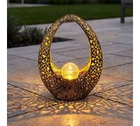 Lampes solaires orientales pour décoration de jardin extérieur, décoration de balcon extérieur, poinçons décoratifs boule de verre bronze or, 1x LED blanc chaud, LxH 21,5 x 27,5 cm