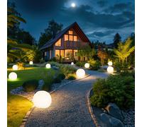 Boule lumineuse solaire 10 cm boule lumineuse solaire jardin LED décoration de jardin boule solaire pour extérieur petit, durée d'éclairage environ 6-8 heures, H 38 cm, lot de 10