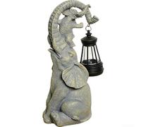 Lampe Solaire Éléphant Résine Décoration Patio Imperméable | Plastique résine robuste, design moderne léger, résistant aux intempéries, forme d'éléphant, LED blanc chaud