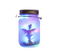 Lampe solaire en forme de bocal en verre dépoli - Lanterne décorative à suspendre pour jardin (bouteille colorfu/givrée)