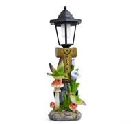 Lampe solaire en forme de champignon en forme d'oiseau - Statue en résine imperméable pour pelouse et allée - 39,5 cm