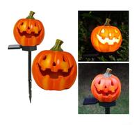 Lampe solaire en forme de citrouille d'Halloween durable avec design en résine étanche, décoration LED extérieure offrant un éclairage continu pour les espaces de jardin et de pelouse