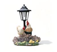 Lampe solaire en forme de coq - 12 heures d'autonomie | Lumière continue 12 h, marche/arrêt automatique, économie d'énergie, panneau solaire inclus, LED blanc chaud