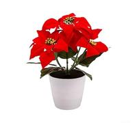 Lampe solaire en forme de fleur rouge 30 cm Décoration de vacances | Forme de poinsettia réaliste, s'allume automatiquement à la tombée de la nuit, 30 cm de hauteur, couleur rouge