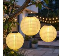 Lampe Solaire en Suspension Décoration de Jardin Lampion Sable LED D 30 CM 3x