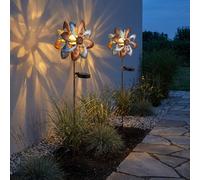 Lampe Solaire Éolienne Extérieur LED Décoration de Jardin Pointe Or Argent H