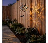Décoration de Jardin Lampe Solaire Éolienne Extérieur Or Bleu Fleur Calcin LED H