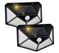 Lampe Solaire Extérieur 100 LED, 2 Pack éclairage Solaire Extérieur Détecteur de Mouvement éclairage 270° Lumière murale