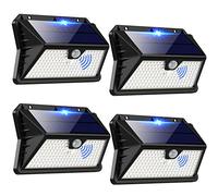 OUILA Lampe Solaire Exterieur, 【4 Pack】 3 Modes Projecteur Eclairage Avec Detecteur, 185 LED Spot Solaire IP65 Etanche Lumiere Solaire pour Jardin, Garage, Patio