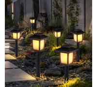 Lampe d'extérieur, lampe solaire, lampe à brancher, piquet de sol, torche de jardin avec effet de feu, lampe de terrasse, plastique, batterie rechargeable, LED, LxlxH 8x8x37 cm, lot de 6