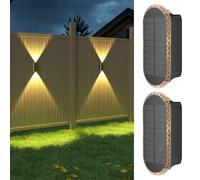 Lampe Solaire Exterieur Applique: Lot De 2 Up and Down LED lumiere Murale Jardin 1200mAh - IP65 Étanche Avec 3000K/4000K/6500K - Éclairage Puissant Pour Clôture Patio Terrasse