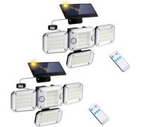 Lampe Solaire Exterieur avec Détecteur de Mouvement: 296 LED Lumiere Solaire Exterieure 3500LM 7000K 3 Modes D'éclairage IP65 étanche Eclairage Projecteur Solaire Exterieur Jardin Garage Paquet de 2
