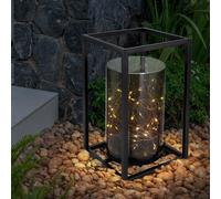 Lampe Solaire Extérieur Balcon Guirlande Lumineuse Jardin LED Cadre Noir H 28 CM
