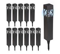 Relaxdays Lampe Solaire pour extérieur, en Set de 12, étanche, détecteur crépusculaire, LED, HLP : 41 x 6 x 6 cm, Noire