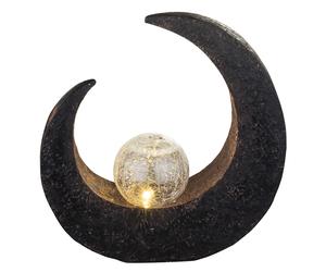 Lampe solaire extérieur croissant de lune lampe sur pied de jardin lampe solaire batterie rechargeable boule noire, plastique marron, LED, LxH 9 x 30,5 cm