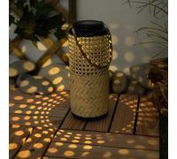 Lampes solaires lampe solaire bambou jardin rotin balcon lanterne solaire à poser et à suspendre, 1x LED blanc chaud, DxH 12 x 45 cm