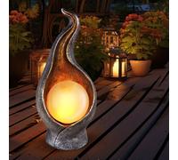 Lampe solaire lampe solaire lampe d'extérieur lampe de jardin lampe d'extérieur zone d'entrée, IP44 anti-éclaboussures optique de flamme argent or, 36x LED 0,06W blanc chaud, HxLxP 26,5x12x11 cm