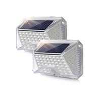 Lampe Solaire Exterieur Detecteur de Mouvement IP65 Etanche Lumiere Projecteur Led Éclairage Mural d'extérieur Spot Solaire Luminaire pour Jardin Garage Carport Terrasse Maison Blanc [lot de 2]