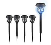 Relaxdays Lampe Solaire pour extérieur en Set de 5, Lanterne LED, avec Piquet, HD : 42,5x10 cm, Noire et Transparente