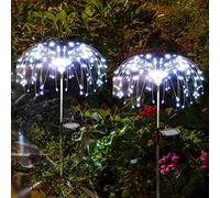 Lampe Solaire Exterieur Jardin, 120 LED Lumières de feu d'artifice solaire 40 Fils de cuivre Guirlande lumineuse DIY pour Fête Patio Lawn Backyard Party Décor(blanc froid)