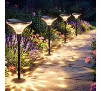 Lampe Solaire Extérieur Jardin 4 Pack Éclairage LED Blanc Chaud Décoration | Pack de 4, 2 modes de projection, blanc chaud, autonomie 10-12h, capteur crépusculaire, interrupteur, IP65 étanche