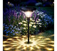 Lampe Solaire Extérieur Jardin Éclairage LED Blanc Chaud Décoration | 2 modes de projection, blanc chaud, autonomie 10-12h, capteur crépusculaire, interrupteur, IP65 étanche