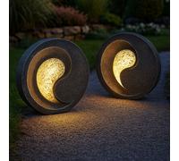 Lampe Solaire Extérieur Jardin Sculpture Aspect Pierre Balcon LED 2er Set