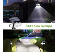 Lampe Solaire Extérieur Jardin Ultra Puissante 88LED avec Détecteur de Mouvement Etanche IP65, Eclairage Spot Solaire Exterieur Sans Fil 360°