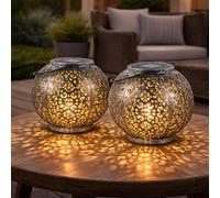 Lampe Solaire Lampe de Table Suspension Extérieur Balcon Boule Noir LED 2er Set