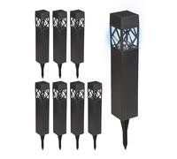 Relaxdays Lampe Solaire pour extérieur, en Set de 8, étanche, détecteur crépusculaire, LED, HLP : 41 x 6 x 6 cm, Noire
