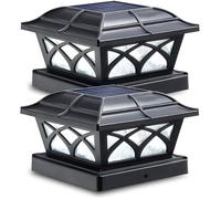 Lampe Solaire Exterieur Lumières Solaires de Chapeau de Poteau 2 Modes Blanc Chaud Lumière et Blanc Froid Lumi LAMPADAIRE DE JARDIN