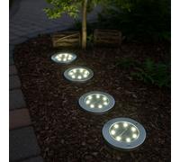 Lampe Solaire Extérieur Spots à Encastrer Pointe Inox Route Sol D 13 CM LED 4er
