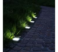 Lampe Solaire Extérieur Spots à Encastrer sur Pied de Jardin Inox LED 4er Set