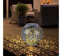 Lampe solaire suspendue décoration de jardin LED jardin rond lampe d'extérieur lampe à suspension en forme de boule, métal noir argent, 1x LED, DxH 18x17 cm