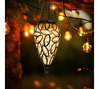 Lampe Solaire Extérieur Suspension Luminaire Jardin Lanterne Noir Batterie LED H