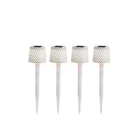 Lampe Solaire Extérieure À Piquet 4 Pièces Blanche H: 39 Cm Éclairage De Jardin