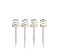 Lampe Solaire Extérieure À Piquet 4 Pièces Blanche H: 39 Cm Éclairage De Jardin