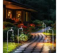 Robinet solaire robinet de jardin décoratif avec lumière extérieure prise de jardin solaire pour extérieur, métal argenté, 60x LED blanc chaud, LxlxH 13x4,5x53 cm, lot de 4