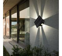 Lampe solaire lumière extérieure terrasse applique murale, batterie maison mur résistant aux intempéries, 1x LED 60lm 3000/6000K, LxlxH 13,1x7x13,1 cm