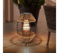 Lanterne solaire solaire pour extérieur sur pied décoration de jardin décoration balcon lampes solaires jardin chanvre, à suspendre ou à poser, LED blanc chaud, DxH 16,5x40,5 cm