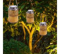 Lanterne solaire lumineuse d'extérieur, lanterne solaire décorative bohème, lanterne solaire pour jardin extérieur, à suspendre, LED, DxH 12 x 16 cm, lot de 3