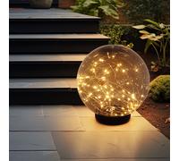 Lampe Solaire Extérieure Boule Batterie IP44 Couleurs Fumées Noir LED Haut 36cm
