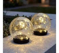 Lampe Solaire Extérieure Boule En Verre LED, 12 cm, Set De 2