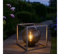 Lampe Solaire Extérieure Boule LED Cadre Cube Fumé Jardin Décoration