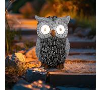 Lampe Solaire Extérieure Chouette Sculpture Aspect Pierre LED Animal Jardin