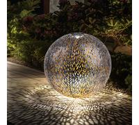 Lanterne solaire de jardin lampe solaire LED enfichable IP44, terre pointue, motif métallique or antique gris argenté, 1x LED 3000K, DxH 27x38 cm