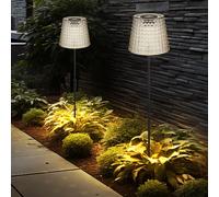 Lampe solaire LED lampe de jardin lampe d'extérieur lumière cristalline, plastique noir fumé, batterie IP44 piquet de terre, blanc chaud 3000K, lot de 2, H 60 cm