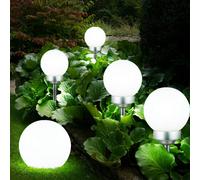 Lampe Solaire Extérieure de Jardin LED Sphérique Balcon Blanc 5er Set